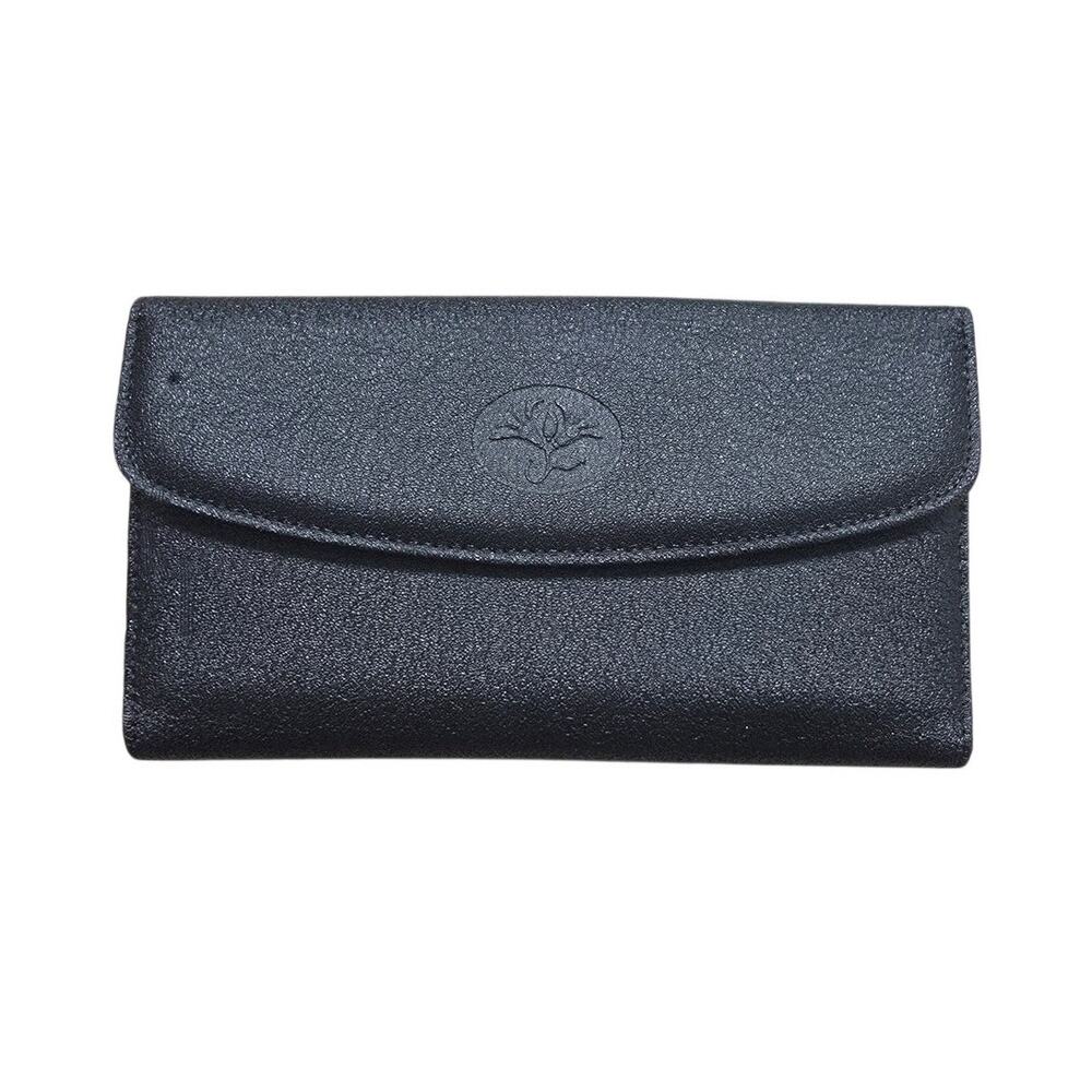 Vintage Buxton Black Leather Envelope Wallet Basic Retro Casual Travel Classic